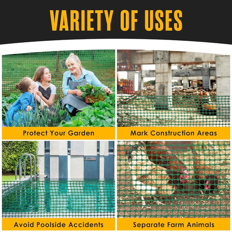 Houseables Fencing, Temporary Fence, Snow Fence, 4x100' Feet, 10.55 lb/roll, Green Plastic Fencing, Deer Netting, Plastic Mesh Roll, Safety Netting, Construction, Yard, Garden, Chicken, Dogs, Backyard - Image 4