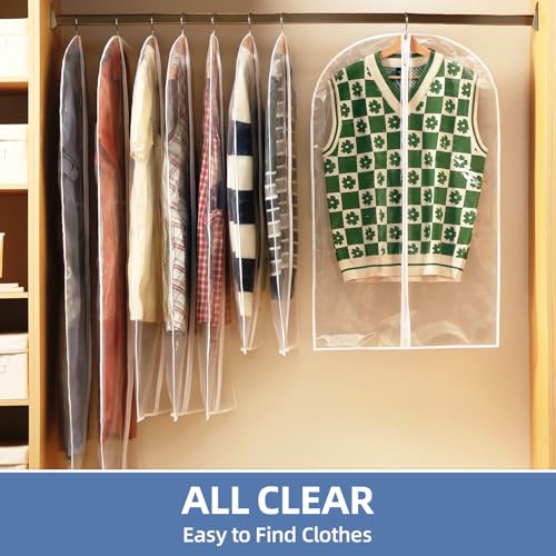 Perber 12 Packs All Clear Garment Bags for Hanging Clothes, Suit Bags for Closet Storage, Plastic Waterproof Suit Cover Bags with Zipper for Coats, Jackets, Dresses (24" x 40" & 48" & 55") - Image 3