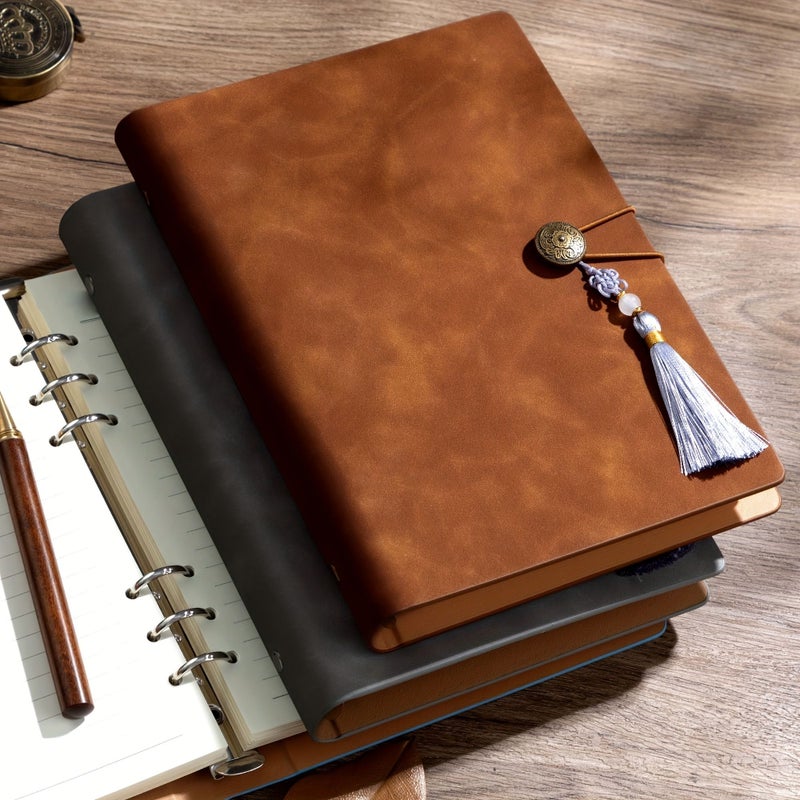 A5 دفتر ملاحظات معلق رترو 160 صفحة أزرق فاتح مع شريط أفقي للاستبدال مخصص للمكاتب التجارية - Image 1