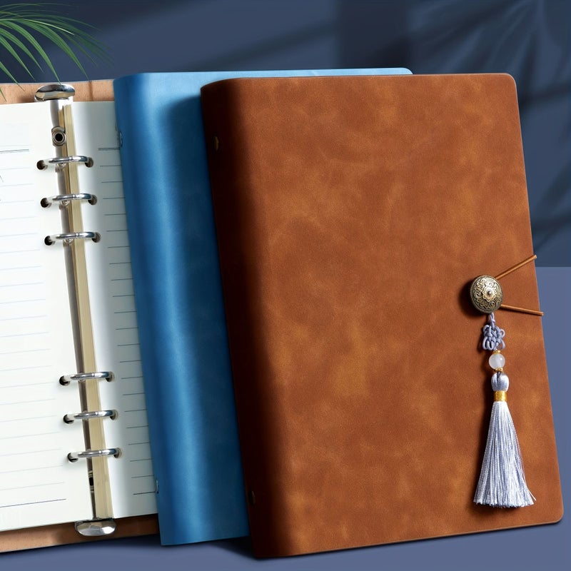 A5 دفتر ملاحظات معلق رترو 160 صفحة أزرق فاتح مع شريط أفقي للاستبدال مخصص للمكاتب التجارية - Image 4