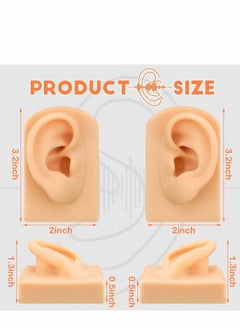 Generic 2 Pcs Silicone Ear Model Left and Right Soft Flexible Model Fake Piercing Practice Body Parts Realistic Mold for Jewelry Display Acupuncture Mannequin Teaching Instruction  - Image 5