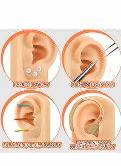 Generic 2 Pcs Silicone Ear Model Left and Right Soft Flexible Model Fake Piercing Practice Body Parts Realistic Mold for Jewelry Display Acupuncture Mannequin Teaching Instruction  - Image 2