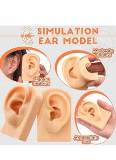 Generic 2 Pcs Silicone Ear Model Left and Right Soft Flexible Model Fake Piercing Practice Body Parts Realistic Mold for Jewelry Display Acupuncture Mannequin Teaching Instruction  - Image 3
