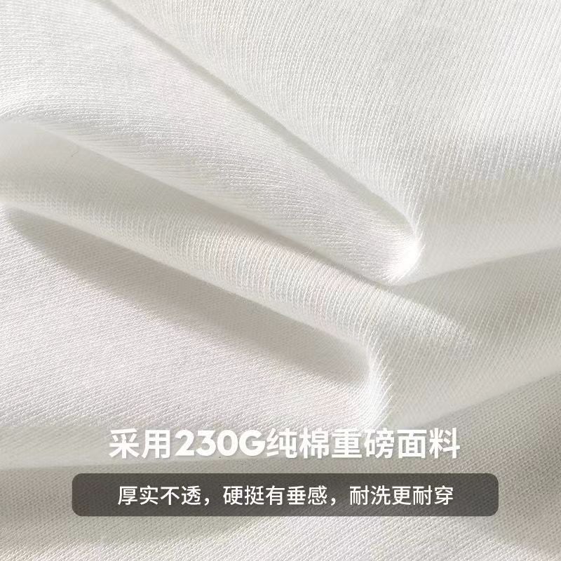 Heavy Cotton Short-Sleeved T-Shirt 2024 Solid Color All-Match Sex-Free Style Base Top - Image 4