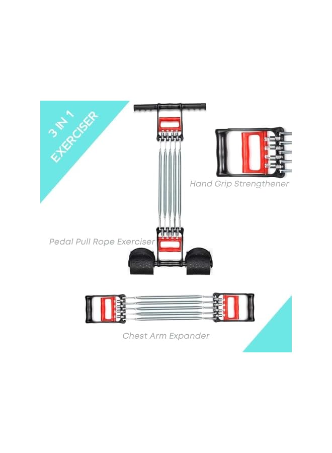 S-TOP Chest Expander, Spring Adjustable Resistance Exercise Equipment with Hand Grips and Ankle Straps, Home Gym Strength Training Tool for Men and Women - Image 2