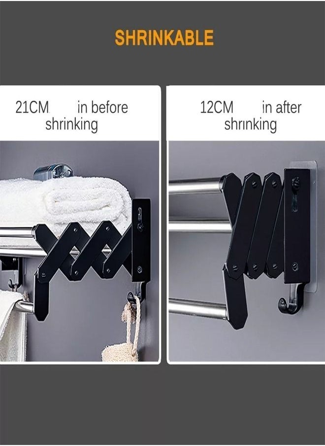 C&C Home Foldable Durable Modern Design Bathroom Hardware Towel Rack Rod Hanger for Bathroom Kitchen 60x21x13.5 cm  - Image 3