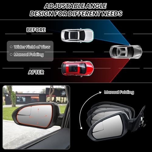 Clidr Driver Side Mirror Compatible with 2017 2018 2019 2020 Hyundai Elantra Non-Heated Manual Folding Rear View Mirror w/Blind Spot Detection Replace 87610F3050 Black 3 Pins - Image 4