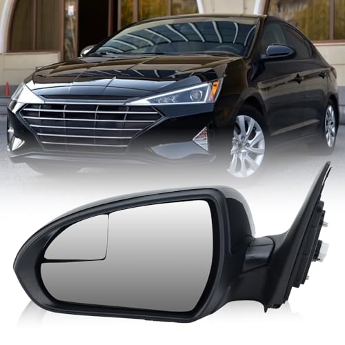 Clidr Driver Side Mirror Compatible with 2017 2018 2019 2020 Hyundai Elantra Non-Heated Manual Folding Rear View Mirror w/Blind Spot Detection Replace 87610F3050 Black 3 Pins - Image 1