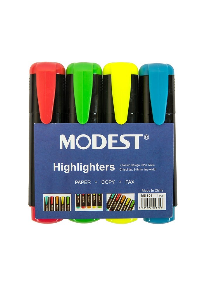 موديست هايلايتر مودست ألوان منوعة – عبوة من 4 (MS804)