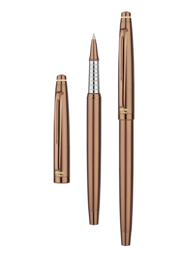Oliver Corbet Coffee Roller Pen – Premium Brass Body, Shine Coffee Finish, Schmidt German Refill, Luxury Gift Box - Image 4