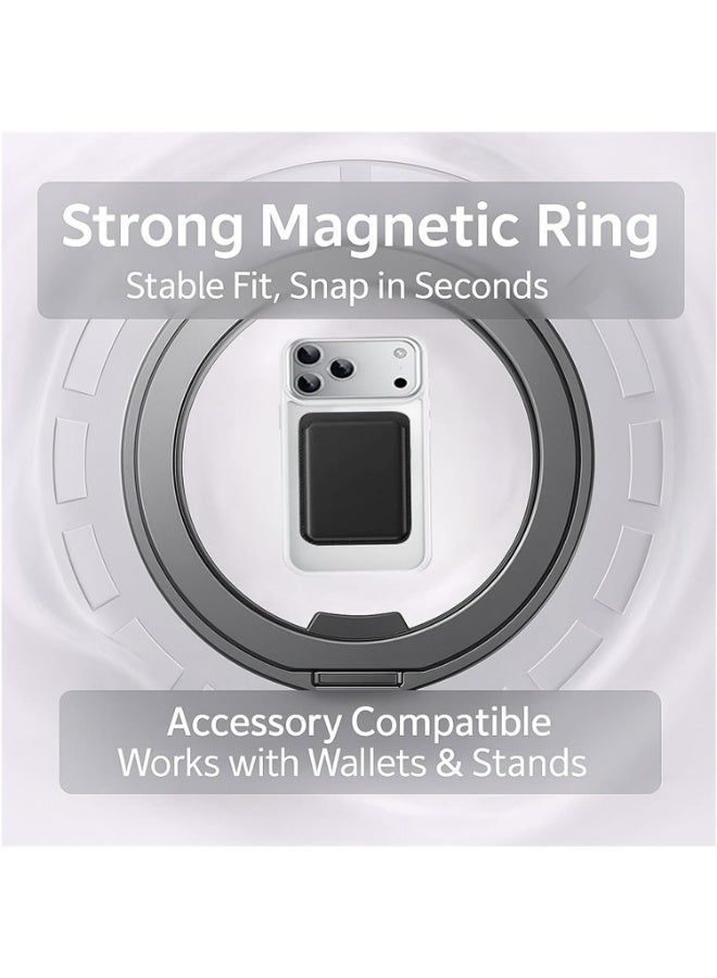 غطاء هاتف Apple iPhone 17 Pro Max بحامل حلقي مغناطيسي دوّار 360° - مضاد للصدمات والسقوط، تصميم رفيع مقاوم للانزلاق خالٍ من البصمات، شاشة خلفية شفافة، متوافق مع شاحن MagSafe، حامل أسود - Image 3