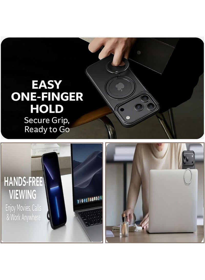 غطاء آيفون 17 برو ماكس المغناطيسي MagSafe، مضاد للاصفرار، واقي شفاف مقاوم للسقوط مع حامل دوار معدني وأزرار معدنية - Image 3