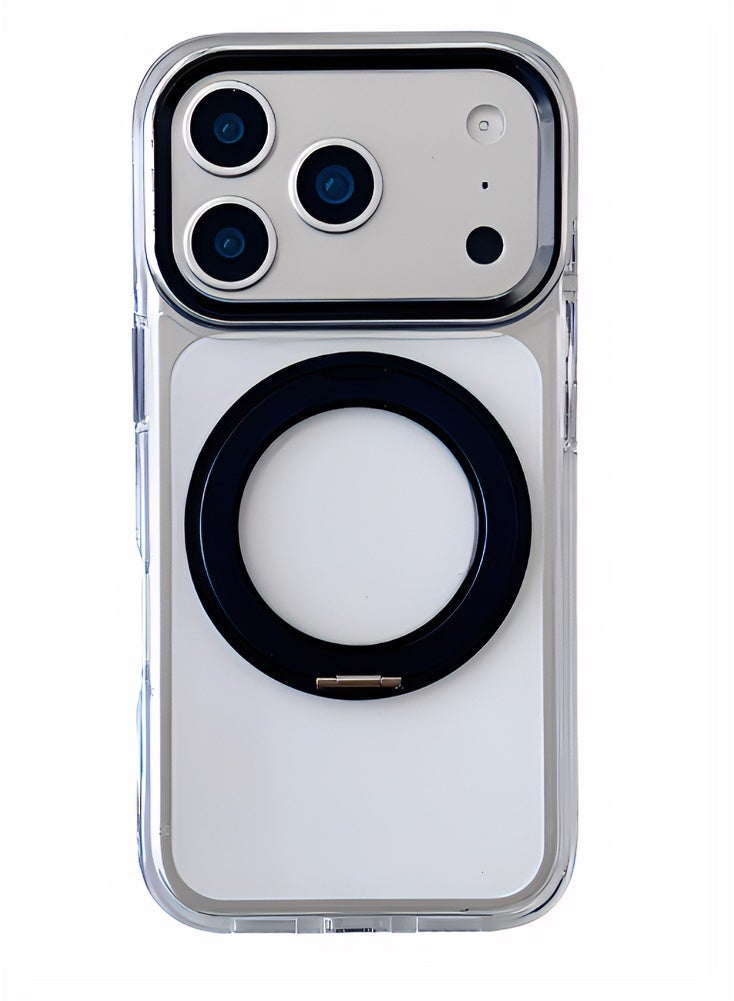 360 Degree Rotatable Ring Case for iPhone 17 Pro Max 6.9-Inch with Camera Control Button, Compatible with MagSafe, Slim Shockproof Clear Phone Cover with Stand & Ring Holder (Black) - Image 1