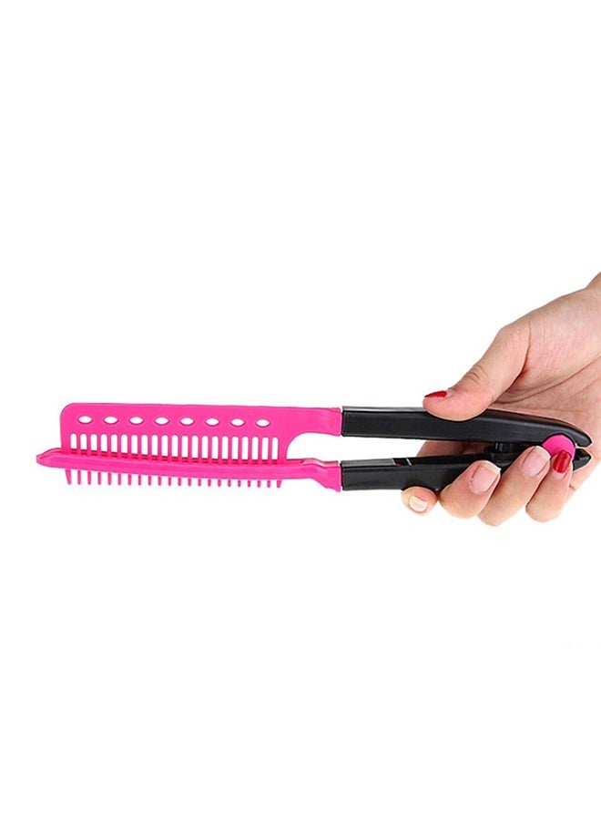 EHOME - 2 Pieces Flat Comb Straightening Comb Salon Hair Brush Combs Hairdressing Styling Hair Straightener V shaped Straight Comb Straightener (Rose Red, Blue) - Image 1