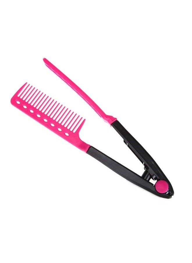 EHOME - 2 Pieces Flat Comb Straightening Comb Salon Hair Brush Combs Hairdressing Styling Hair Straightener V shaped Straight Comb Straightener (Rose Red, Blue) - Image 1