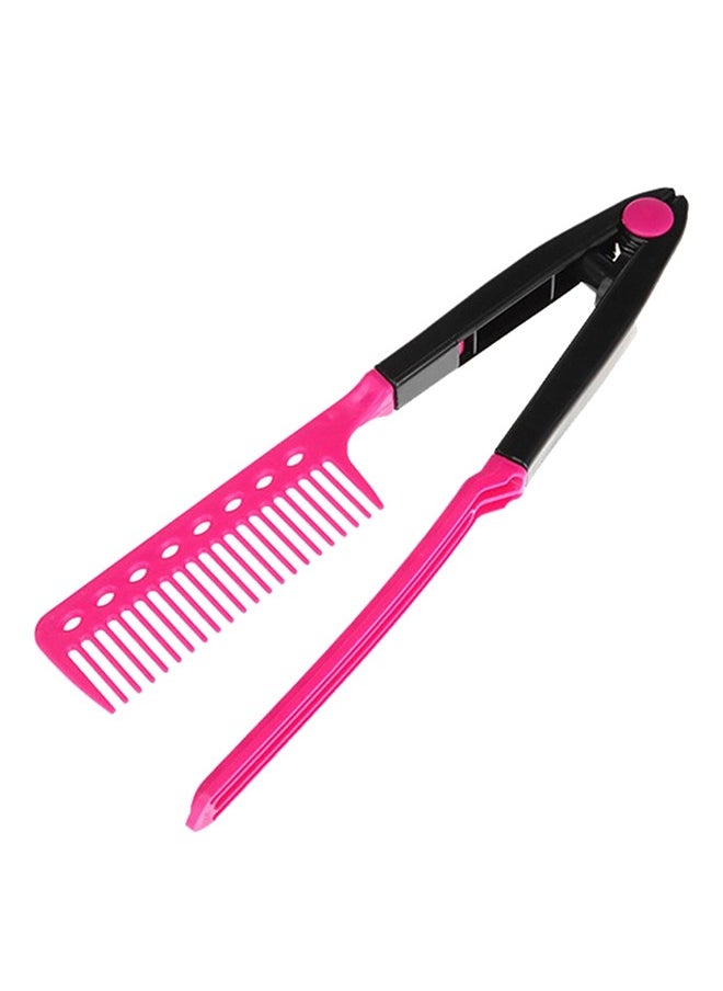 EHOME - 2 Pieces Flat Comb Straightening Comb Salon Hair Brush Combs Hairdressing Styling Hair Straightener V shaped Straight Comb Straightener (Rose Red, Blue) - Image 1