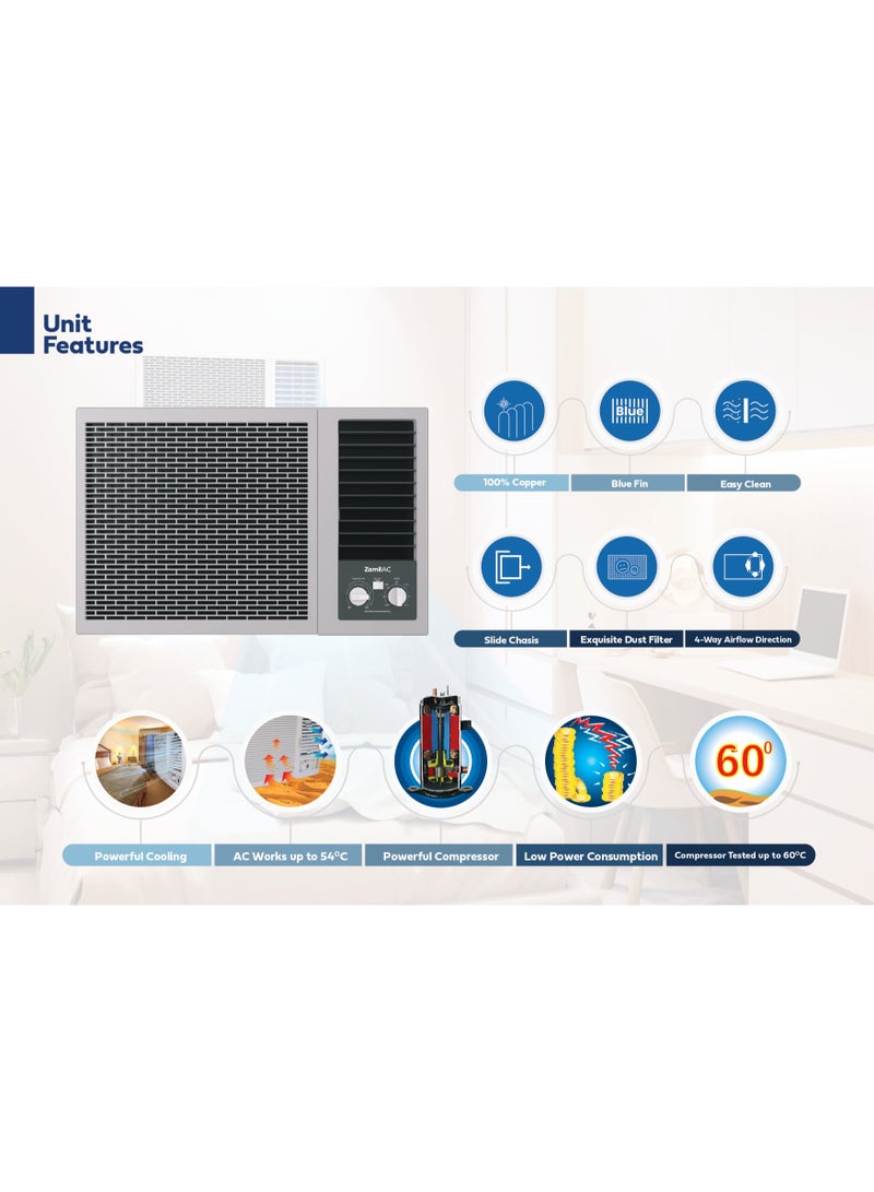 Zamil Window AC 2 Ton 21600 BTU – Made in KSA - Image 3