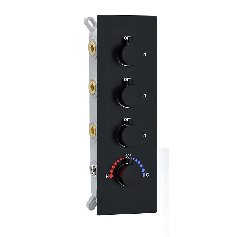 3 Outlets Shower Faucet Valve with Diverter All Function Can Run Together 3 Way Concealed Shower Control Valve Kit Mixer Mixing Matte Black 4 Handle