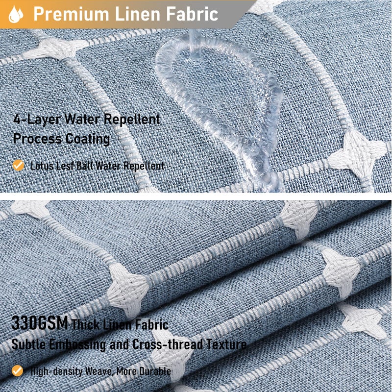 BTTN Stall Fabric Shower Curtain - 54 x 78 Inch Boho Linen Heavy Duty Cloth Tassel Shower Curtain Set with 10 Hooks  Narrow Rustic Modern Farmhouse Bohemian Thick Shower Curtains for Bathroom - Blue - Image 3