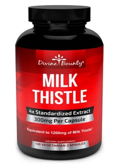 Divine Bounty Pure Milk Thistle Capsules Supplement A Potent 1200Mg Milk Thistle Supplement With 4X Concentrated Extract Standardized 120 Vegetarian Capsules  - Image 2