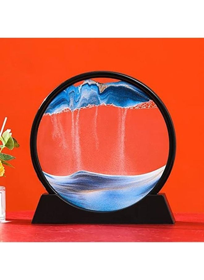 Arabest 7inch Moving Sand,3D Hourglass Art Picture,Round Frame Deep Sea Sandscapes Motion Display Landscape,Flowing Sand Painting for Relaxing Desktop Home Office Decor  - Image 5