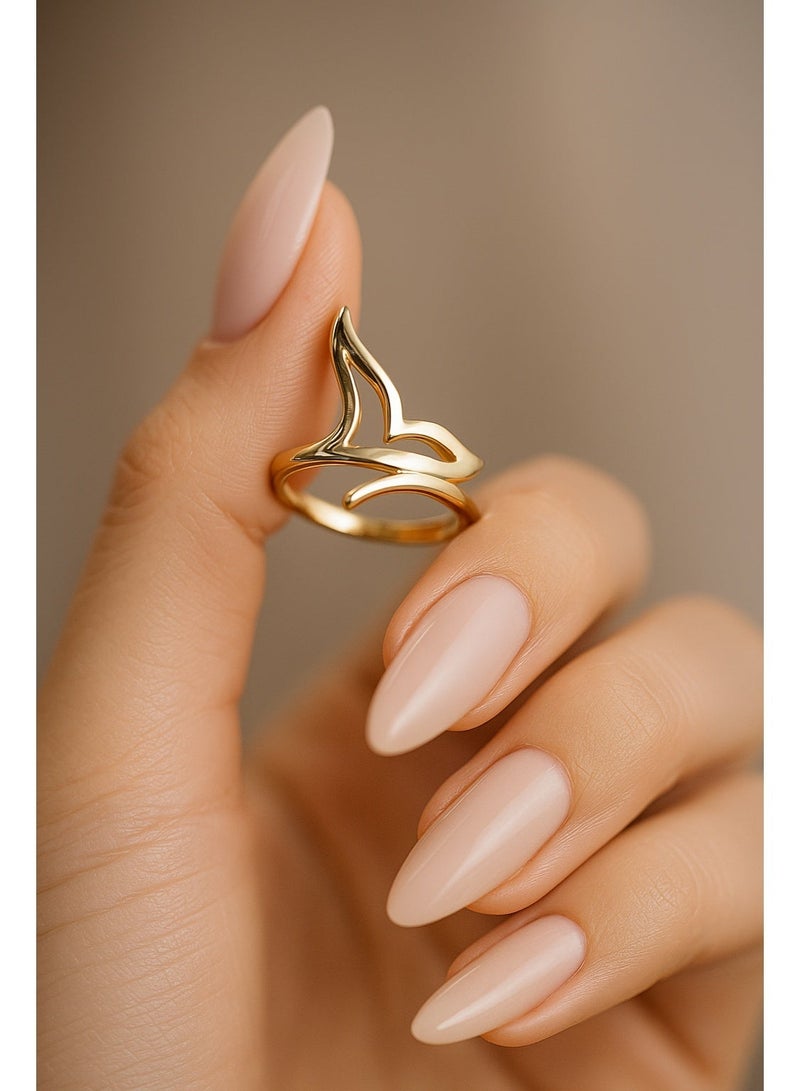 ثري دايموندز خاتم مفتوح نسائي مطلي بالذهب عيار 18 - تصميم فني حديث، رمز للقوة والأناقة، صندوق هدايا فخم - Image 3