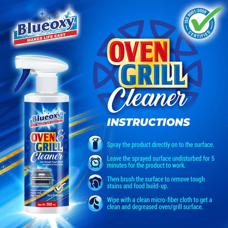 BLUEOXY High-Performance Oven & Grill Cleaner | BBQ Cleaner | Ceramic Grill Interiors | Drip Pans | BBQ Grill Grates | Ecological Formulation | 500 ML | RTU Spray | QTY 1 - Image 3