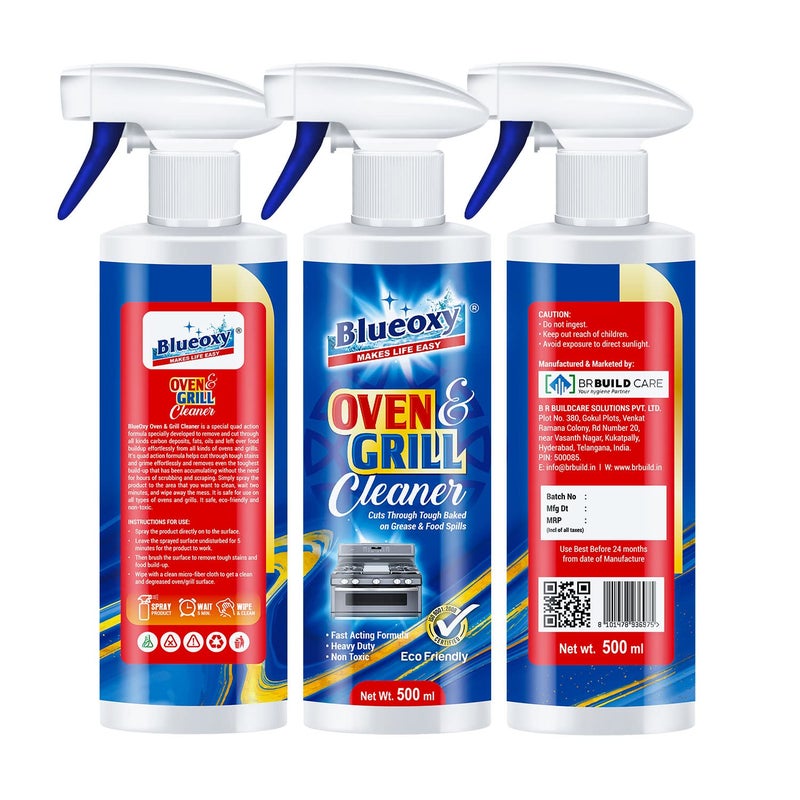 BLUEOXY High-Performance Oven & Grill Cleaner | BBQ Cleaner | Ceramic Grill Interiors | Drip Pans | BBQ Grill Grates | Ecological Formulation | 500 ML | RTU Spray | QTY 1 - Image 5