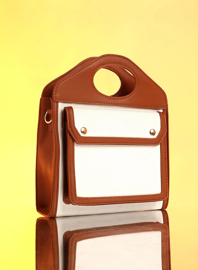 The Canvas Block Hand Bag - Powder White