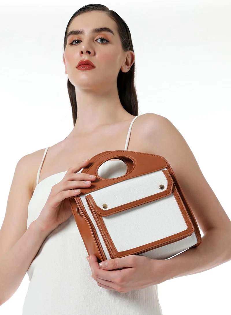 Haute Sauce  The Canvas Block Hand Bag - Powder White for Women | Best Price UAE