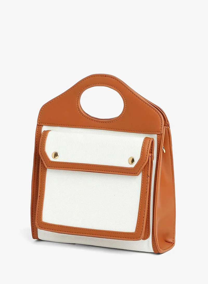Haute Sauce  The Canvas Block Hand Bag - Powder White for Women | Best Price UAE