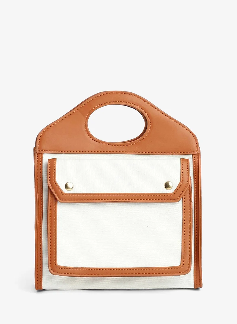 Haute Sauce  The Canvas Block Hand Bag - Powder White for Women | Best Price UAE