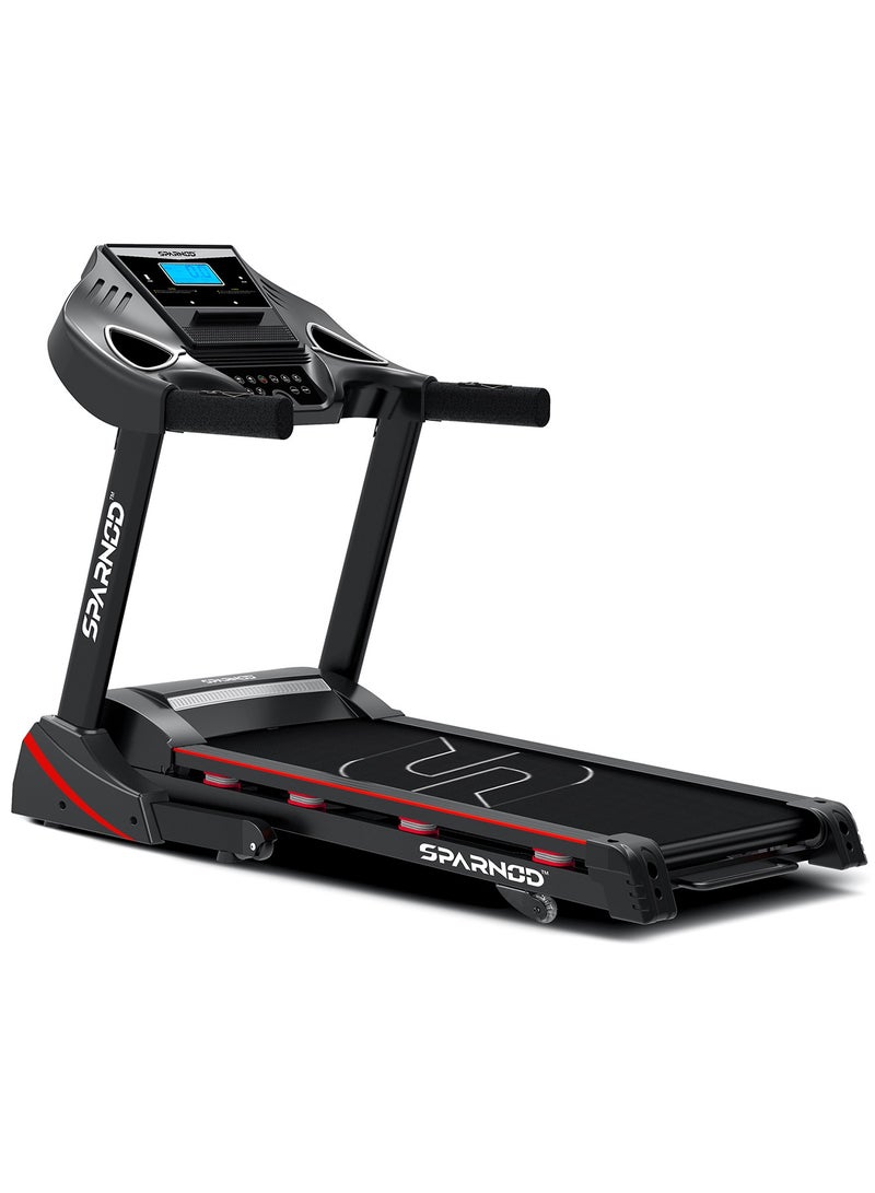 سبانود فيتنيس جهاز مشي Sparnod Fitness STH-3400 (4 HP Peak) أوتوماتيكي - جهاز مشي داخلي مزود بمحرك قابل للطي للاستخدام المنزلي مع خيارات امتصاص الصدمات والانحدار - Image 1