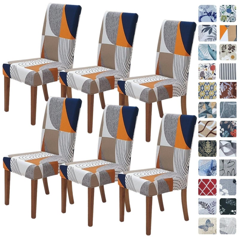 SPRINGRICO Chair Covers for Dining Room 6 Pack, Stretch Dining Chair Cover, Washable Spandex Kitchen Parsons Chair Slipcovers, Removable Seat Protector for Home or Party (Set of 6, Color Matrix) - Image 1