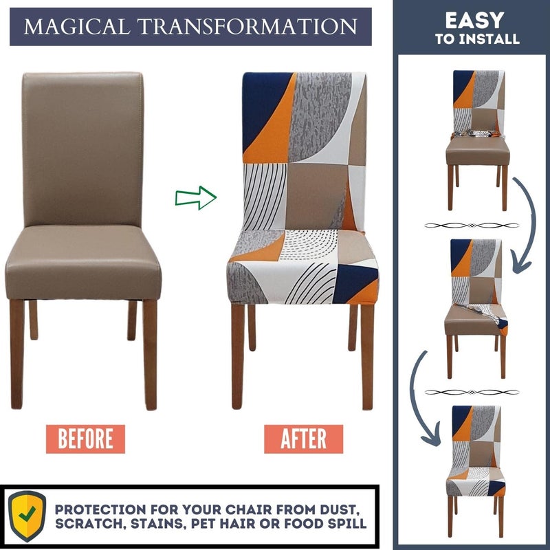 SPRINGRICO Chair Covers for Dining Room 6 Pack, Stretch Dining Chair Cover, Washable Spandex Kitchen Parsons Chair Slipcovers, Removable Seat Protector for Home or Party (Set of 6, Color Matrix) - Image 4