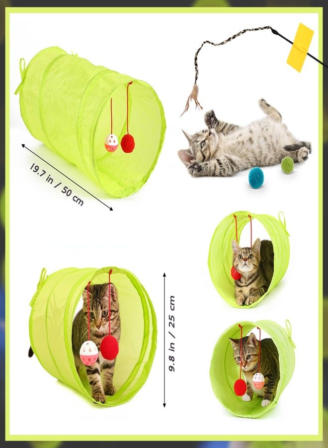 FunMay 21 PCS Cat Toys Kitten Toys Set - Interactive Cat Tunnel with Feather Wand, Plush Mice, Crinkle Balls, Jingle Balls, Spring Toys - Indoor Play Set for Cats, Kittens, Rabbits, Puppies - Image 5