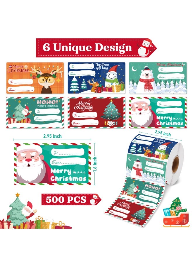 Chielor 500 PCS Christmas Gift Tags - Christmas Santa Claus Stickers Self Adhesive Christmas Tag Christmas Festival Birthday Wedding Holiday Decor (2.95 x 1.6 Inch) - Image 3