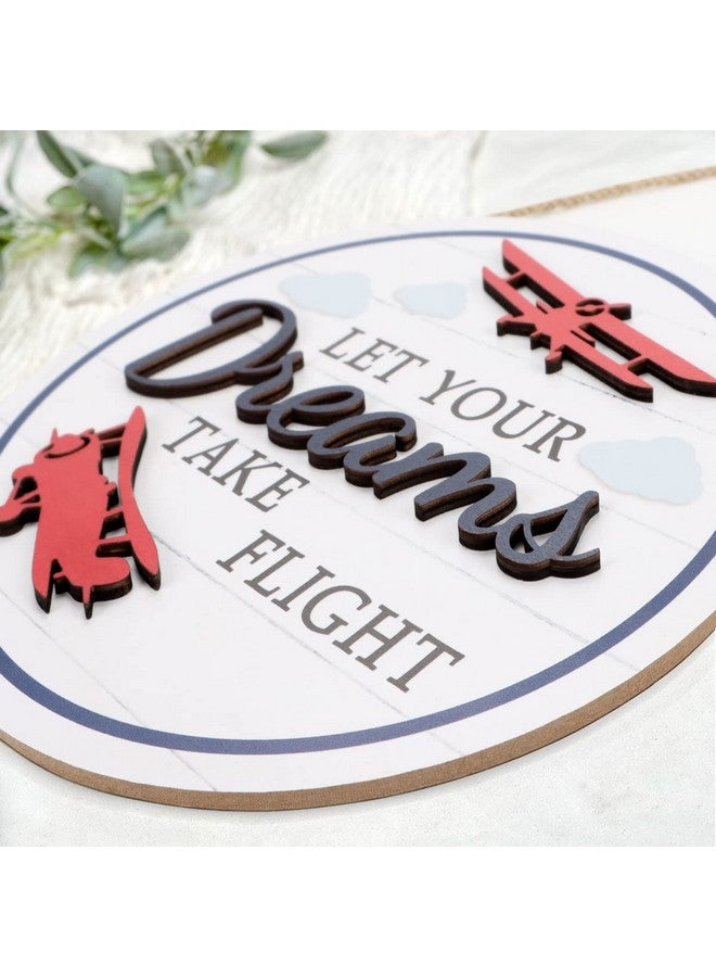 TOARTi 3D Airplane Wooden Wall Hanging (12''x12''), Let Your Dream Take Flight Inspirational Quote Door Sign, Rustic Aircraft Wall Hanging for Toddler Kids Room Nursery Playroom Classroom Decor - Image 2