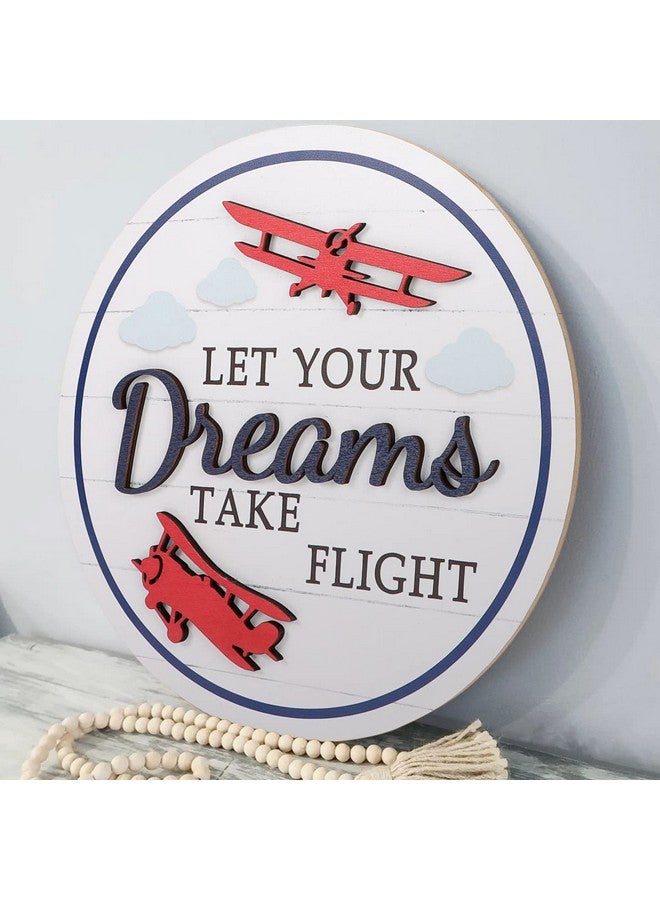TOARTi 3D Airplane Wooden Wall Hanging (12''x12''), Let Your Dream Take Flight Inspirational Quote Door Sign, Rustic Aircraft Wall Hanging for Toddler Kids Room Nursery Playroom Classroom Decor - Image 3