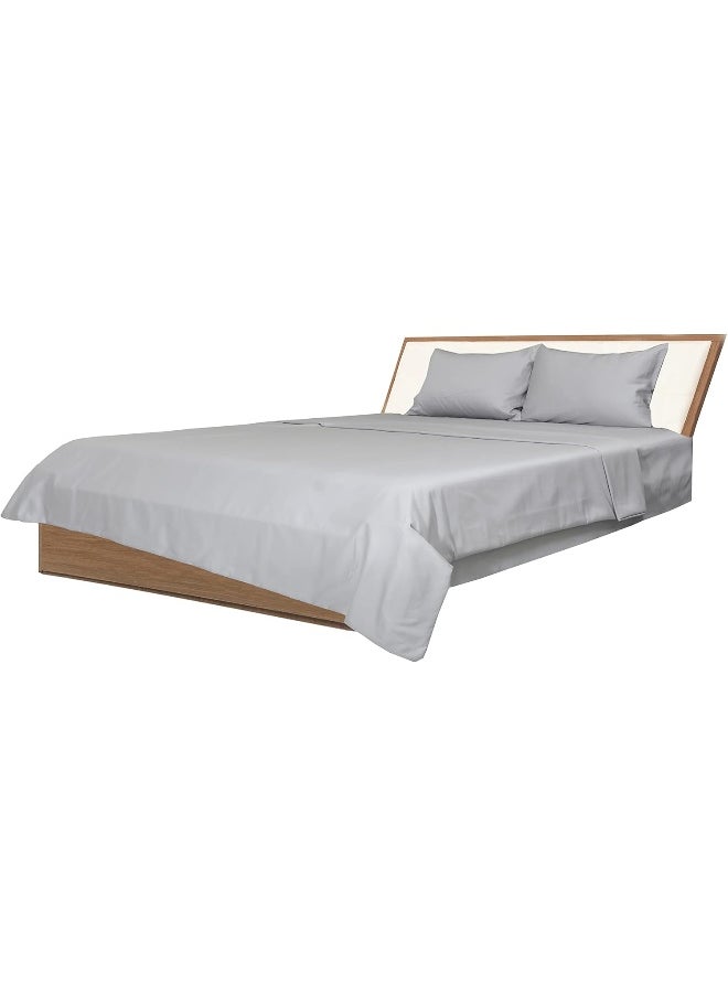 Hotel Linen Klub Hotel Linen Klub Single Duvet Cover - 1 Piece, Size: 165 x 225 cm, Made from Luxurious 100% Cotton with 250 Thread Count for Exceptional Softness and Comfort, Cool and Breathable Fabric, Silver  - Image 3