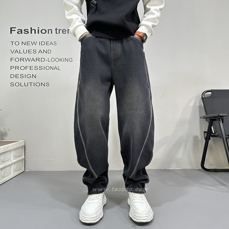 Unisex Classic Denim Jeans Loose Fit Daily Outdoor Wear - Image 3