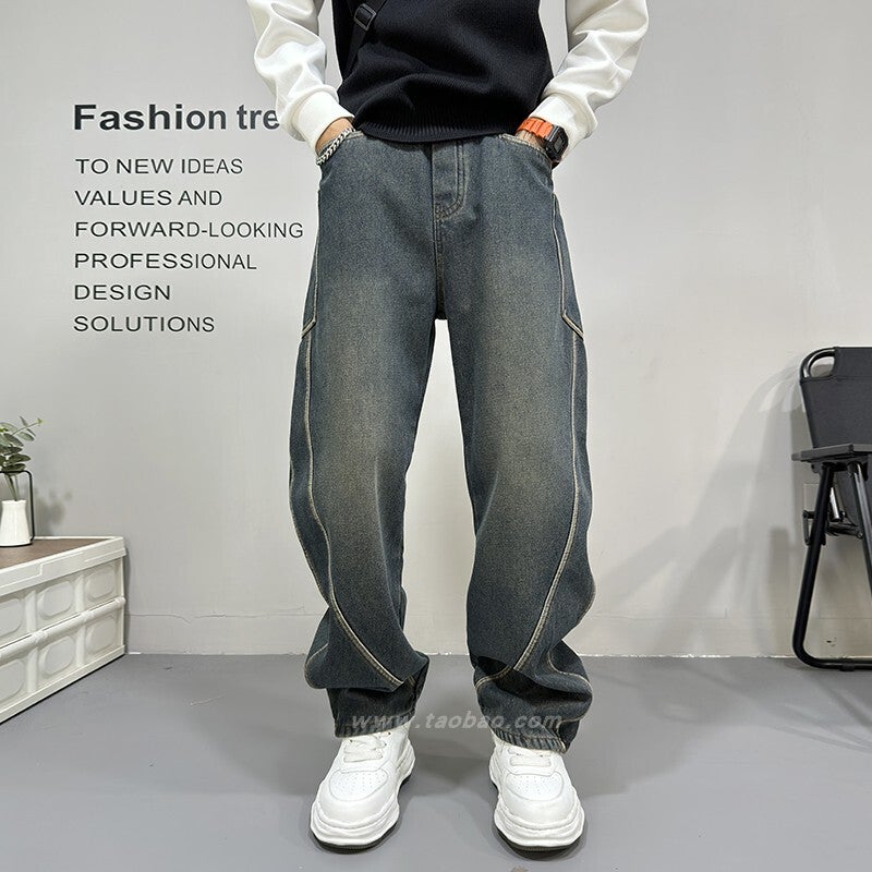 Unisex Classic Denim Jeans Loose Fit Daily Outdoor Wear - Image 2