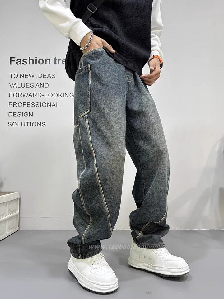 Unisex Classic Denim Jeans Loose Fit Daily Outdoor Wear - Image 4