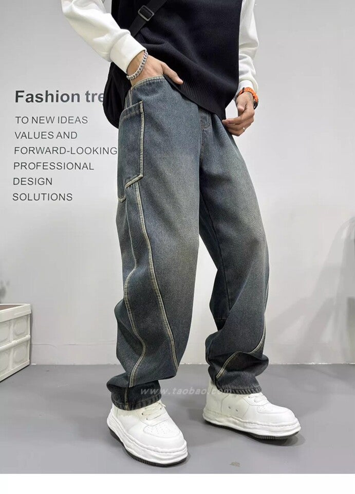 Unisex Classic Denim Jeans Loose Fit Daily Outdoor Wear - Image 1