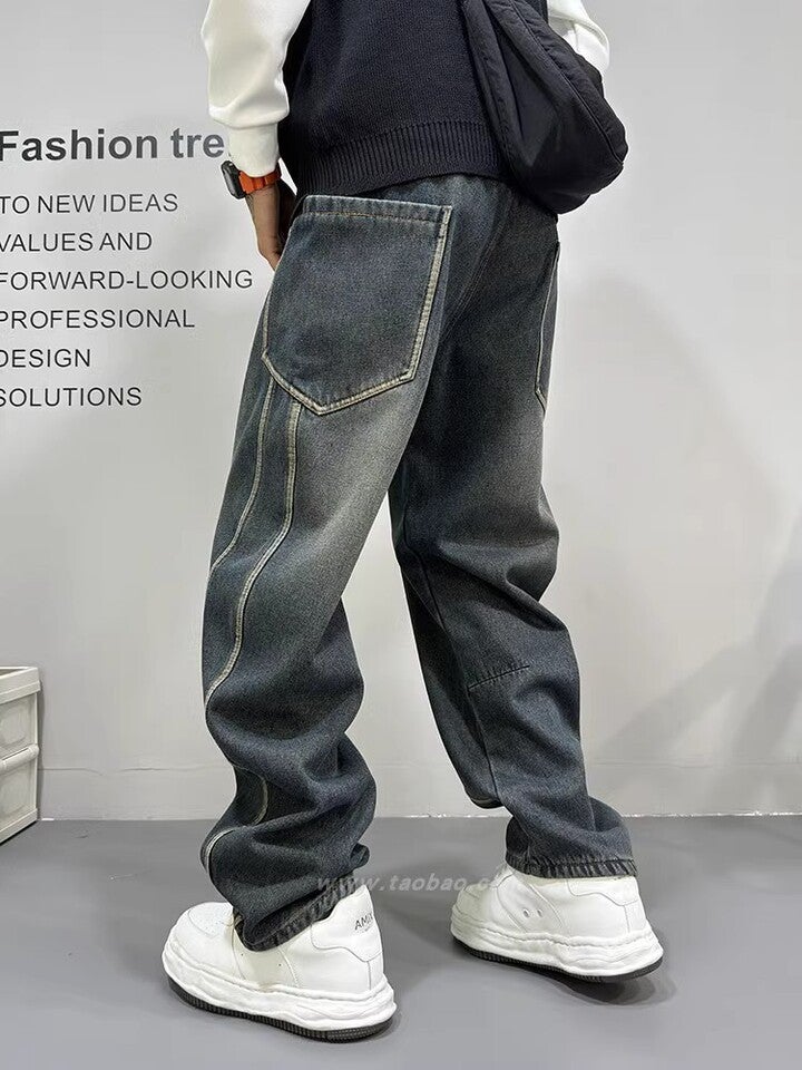 Unisex Classic Denim Jeans Loose Fit Daily Outdoor Wear - Image 5