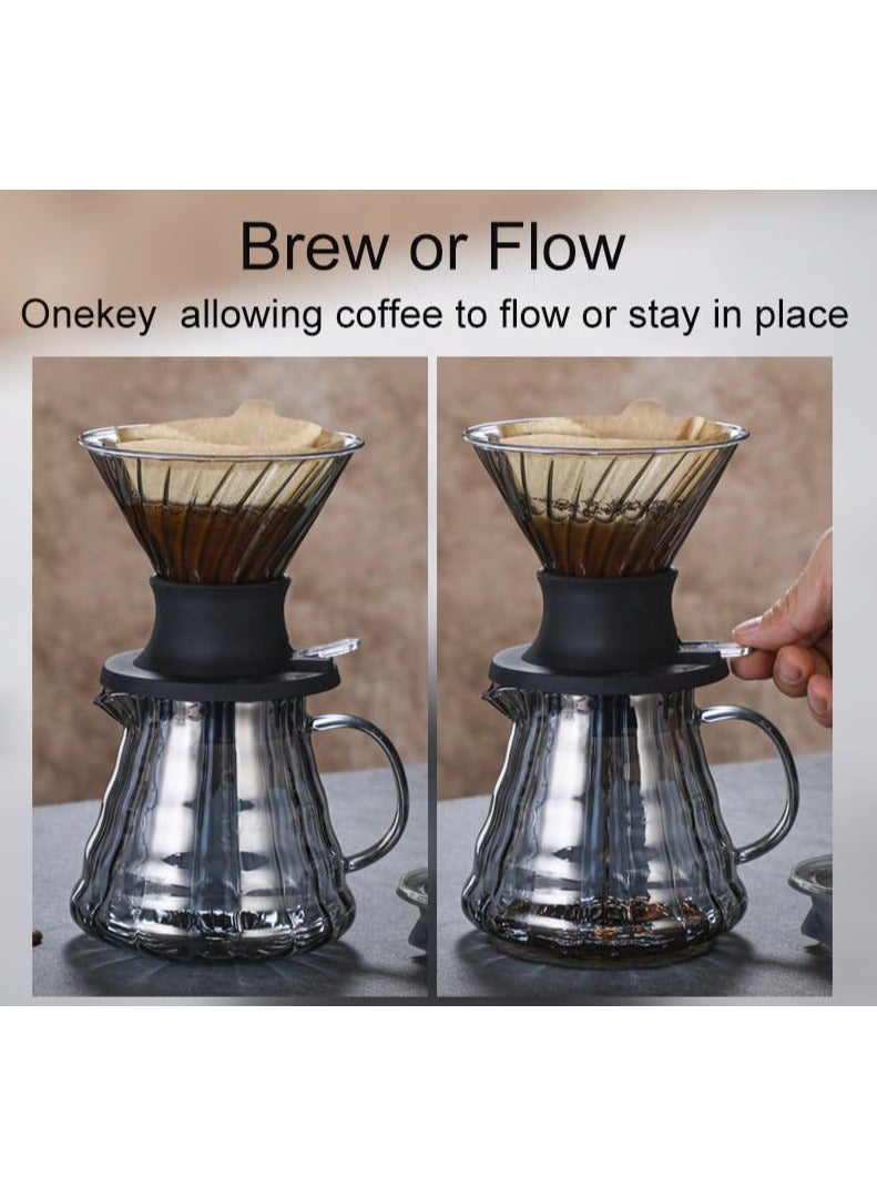 Pour Over Coffee Maker，Clever Coffee Dripper, V60 Drip Filter with On/Off Switch Silicone Glass Filter, Brew Like French Press & Pour Over, Borosilicate Glass, BPA-Free, Easy Clean（Send filter paper）  - Image 2