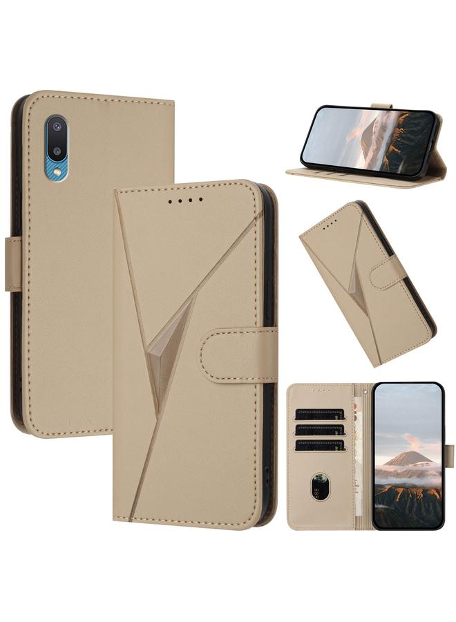 اس-توب جراب هاتف جلدي بنمط مثلث مع مشبك لهاتف Samsung Galaxy A02 - Image 1