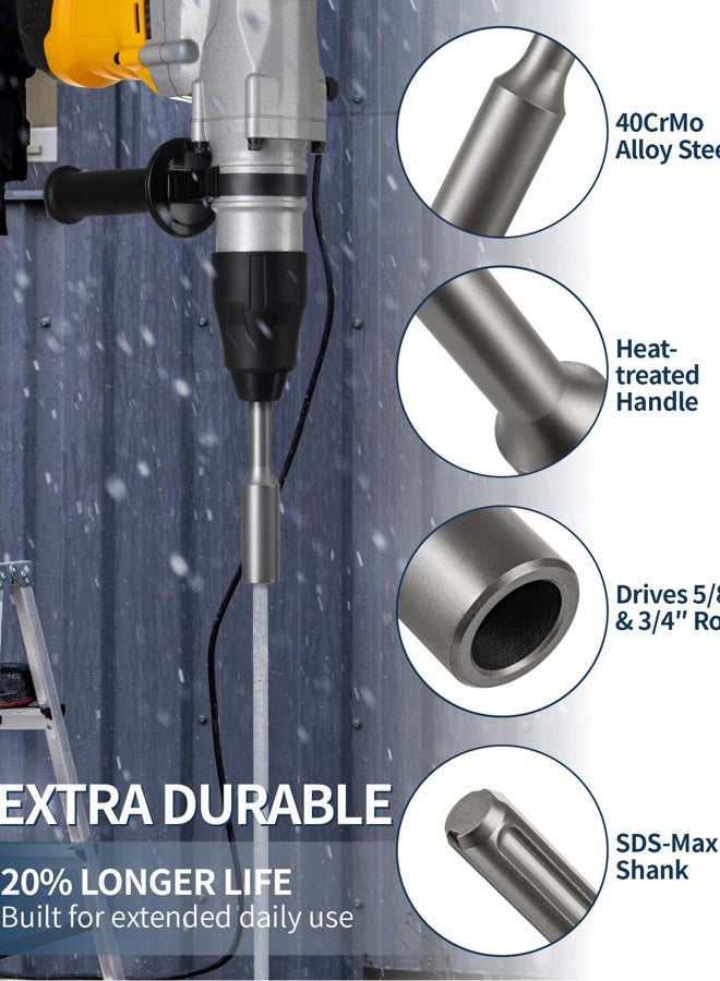 Firecore SDS Max Ground Rod Driver for 5/8 Inch & 3/4 Inch Grounding Rods, Firecore One-Piece T Post Driver Adapter Bits for SDS-Max Rotary Hammer Drill Tool Jackhammer Attachment, SDS Ground Driving Bits - Image 2