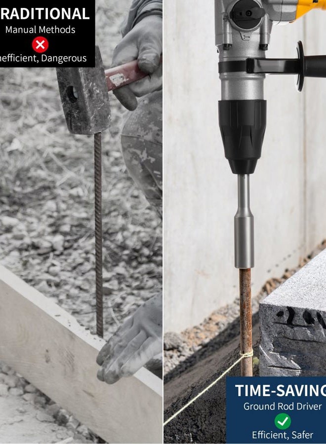 Firecore SDS Max Ground Rod Driver for 5/8 Inch & 3/4 Inch Grounding Rods, Firecore One-Piece T Post Driver Adapter Bits for SDS-Max Rotary Hammer Drill Tool Jackhammer Attachment, SDS Ground Driving Bits - Image 4