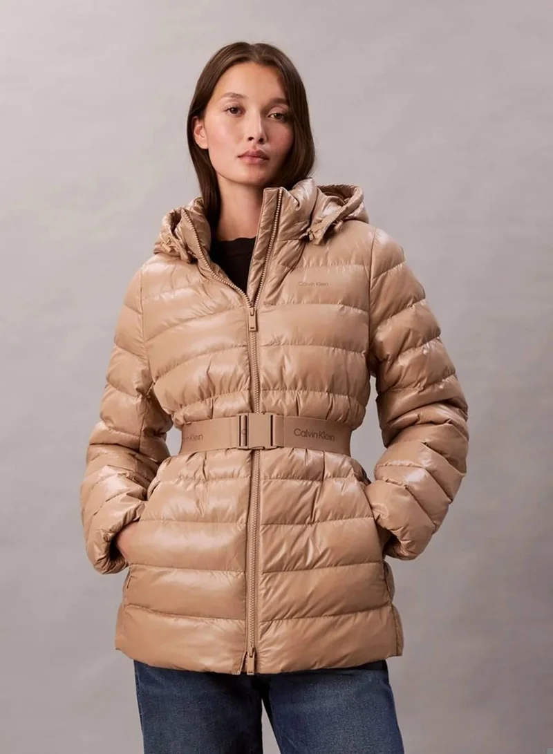Lightweight Belted Puffer Jacket